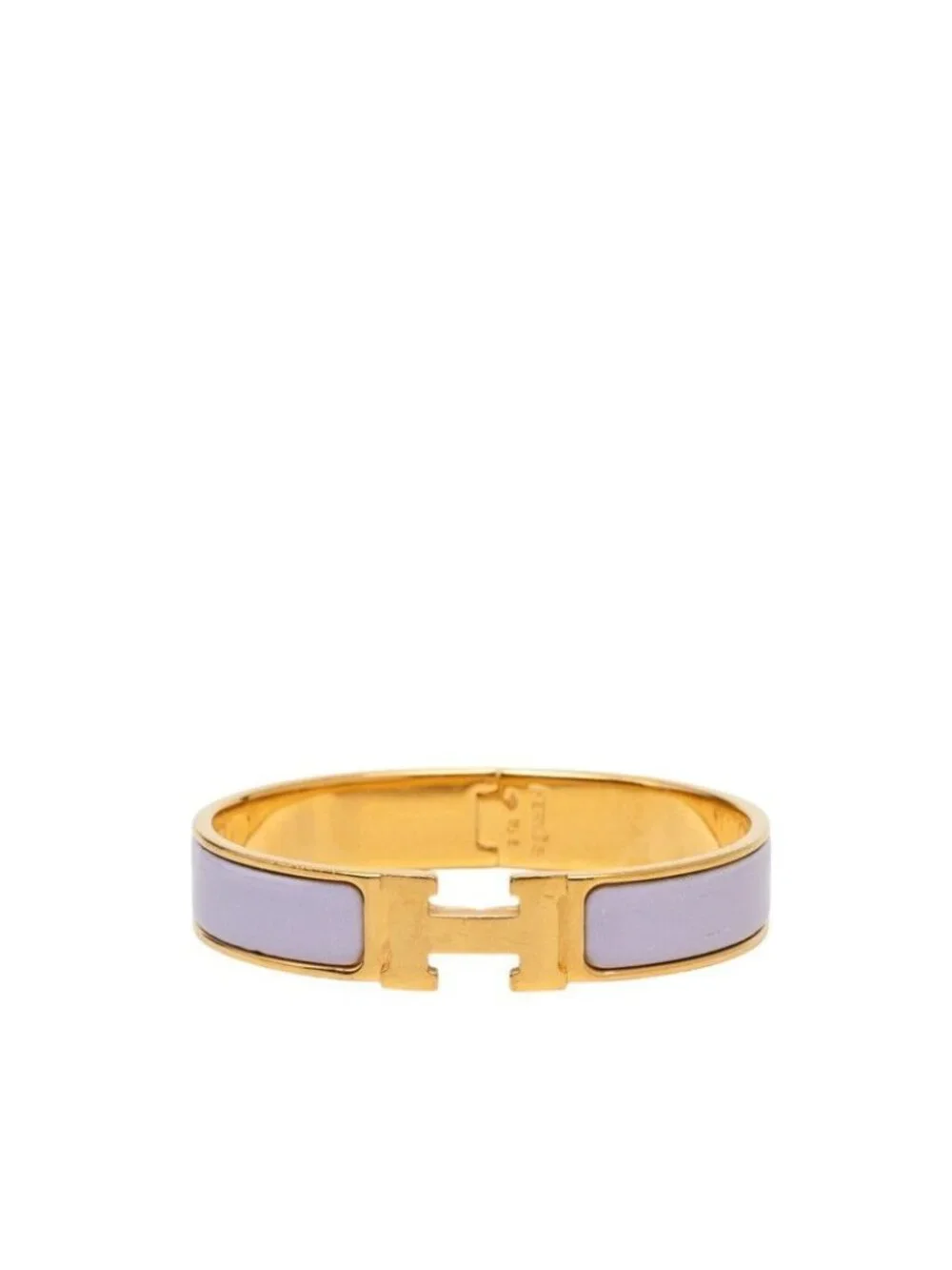 Hermes Click PM Bracelet Bangle Gold Purple Plated Enamel